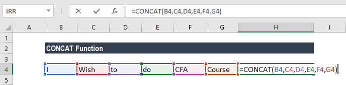 Función CONCAT en Excel