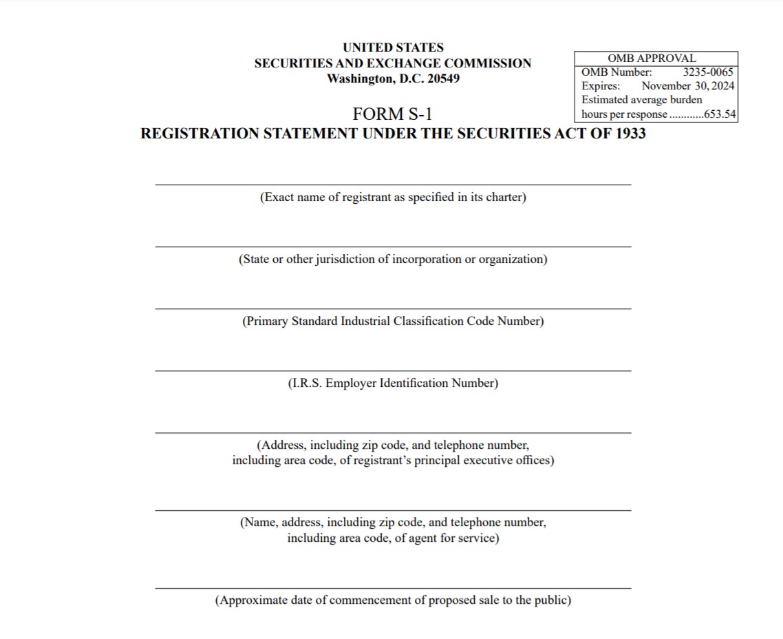 Formulario S-1 | Presentación de prospecto ante la SEC + ejemplo (PDF)