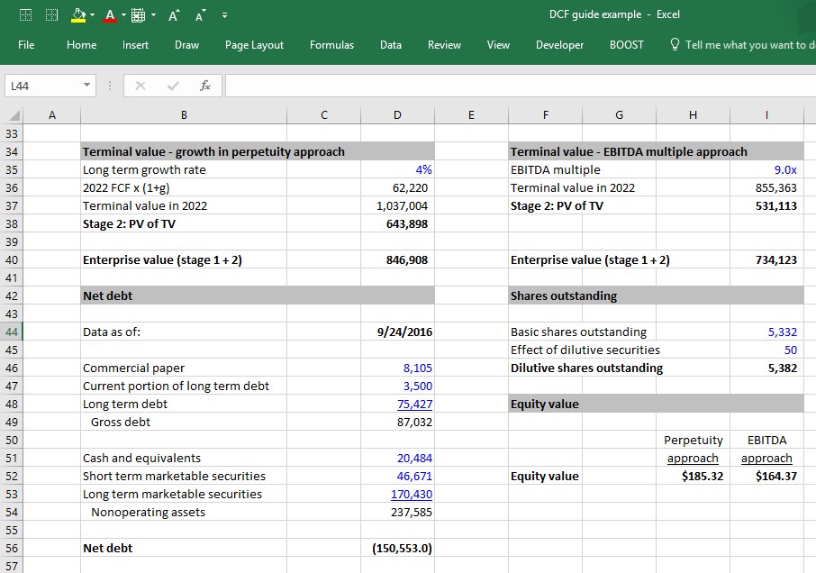 Entrenamiento del modelo DCF | Guía de tutoriales de Excel
