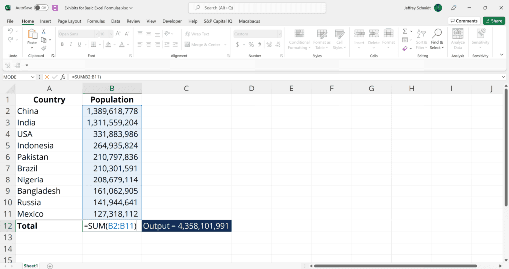 Fórmulas básicas de Excel