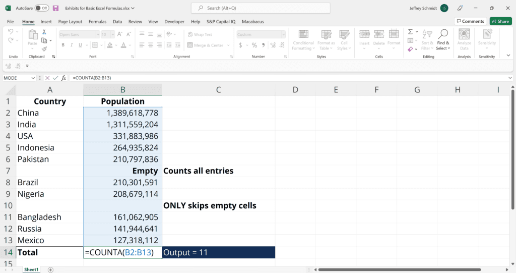 Fórmulas básicas de Excel