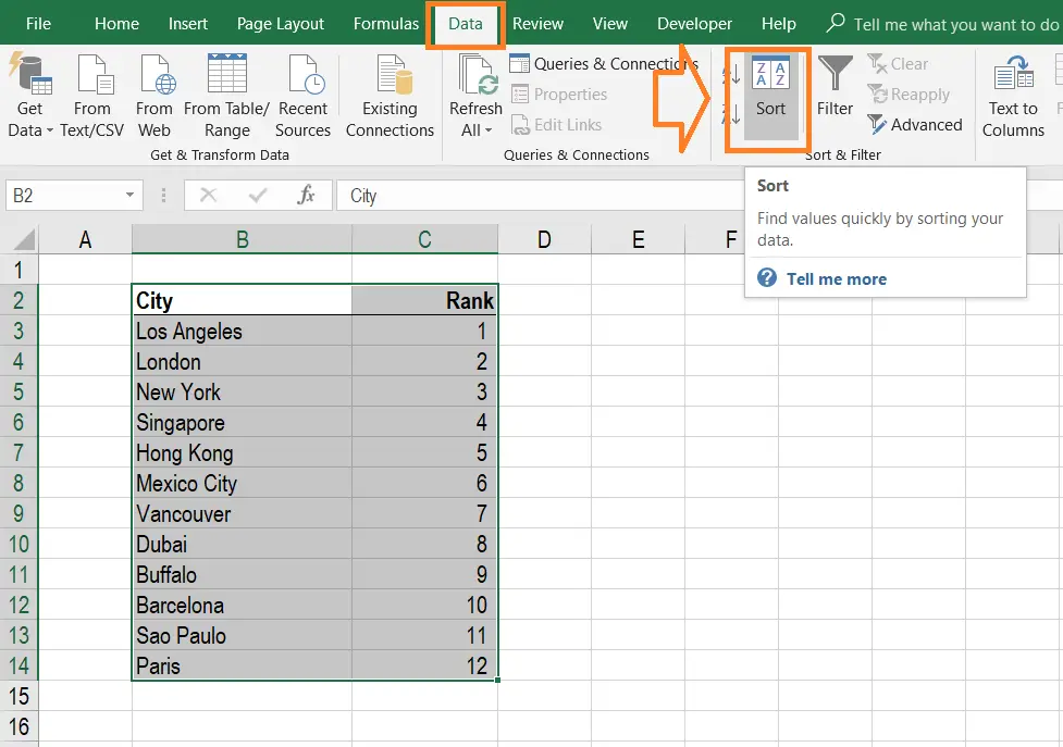 Alfabetizar en Excel