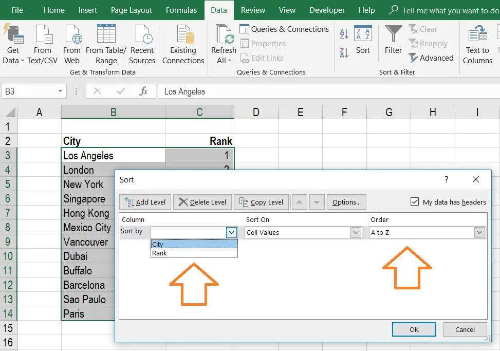 Alfabetizar en Excel