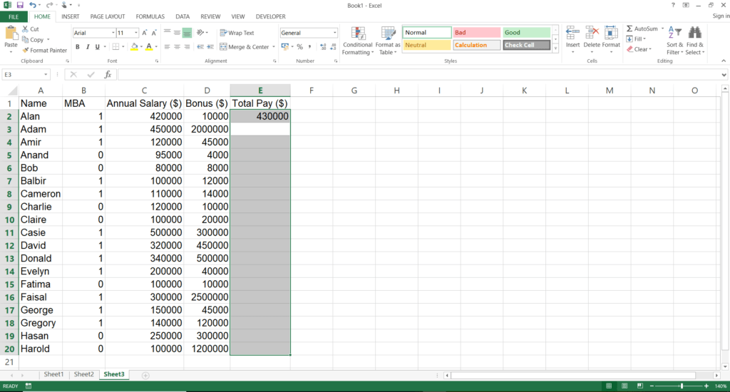 Fórmulas matriciales de Excel