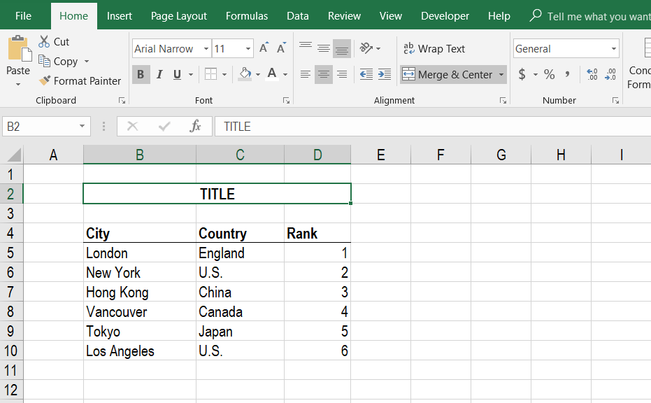 Fusionar celdas en Excel