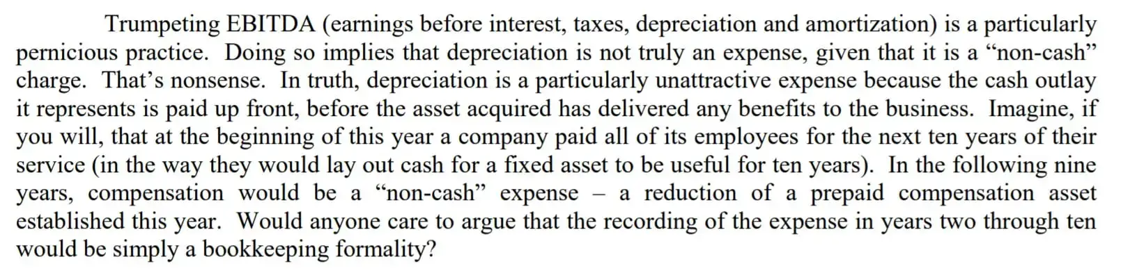 Warren Buffett sobre el EBITDA | Ejemplos de citas y críticas.
