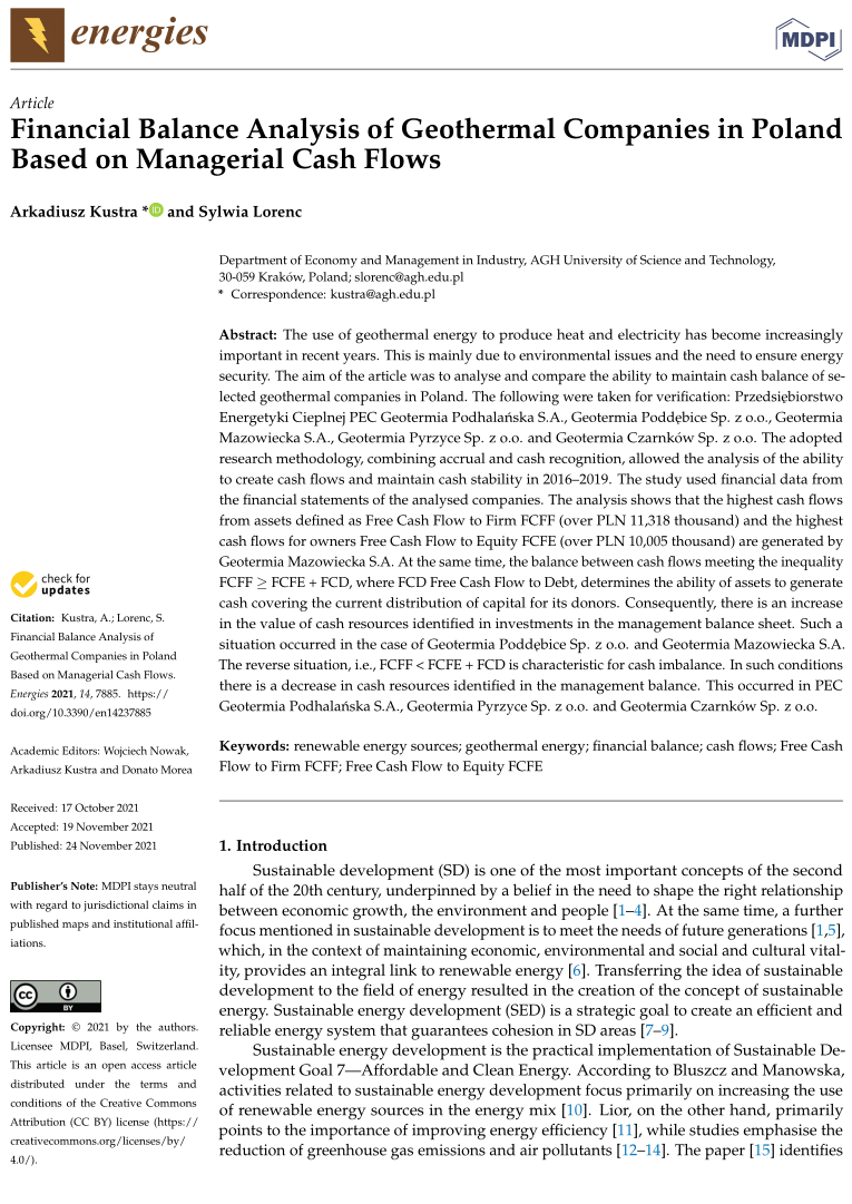 PDF) Análisis del balance financiero de las empresas geotérmicas en Polonia ...